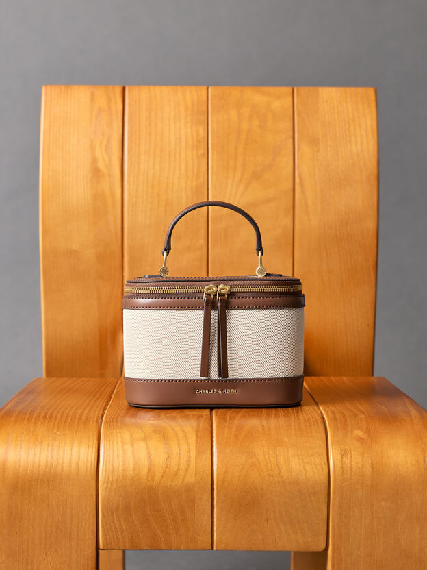 Enola Canvas Top Handle Vanity Bag, Chocolate, hi-res