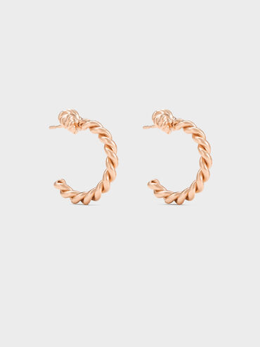 Sable Rope-Knot Hoop Earrings, Rose Gold, hi-res