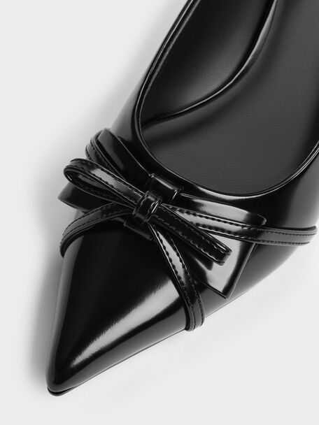 Bettina Double-Bow Pointed Ballet Flats, Black Box, hi-res