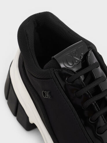 Yunna Leather & Recycled Fabric Chunky Sneakers, Black, hi-res