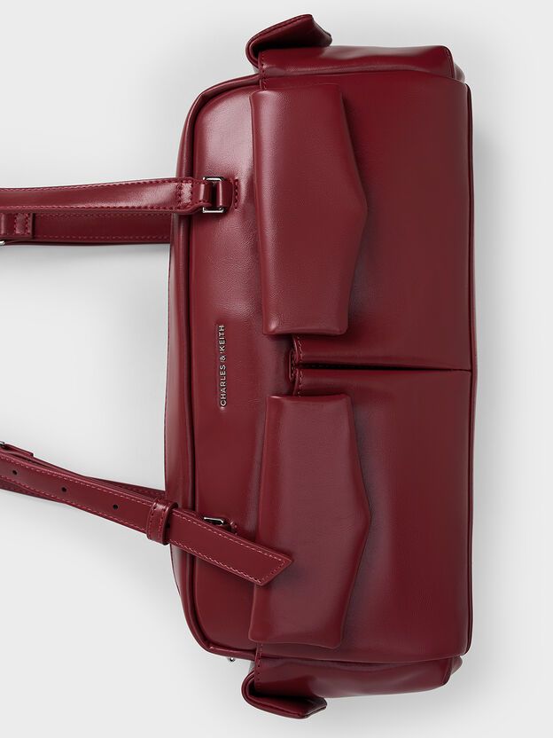 Rachel Multi-Pocket Shoulder Bag, Burgundy, hi-res