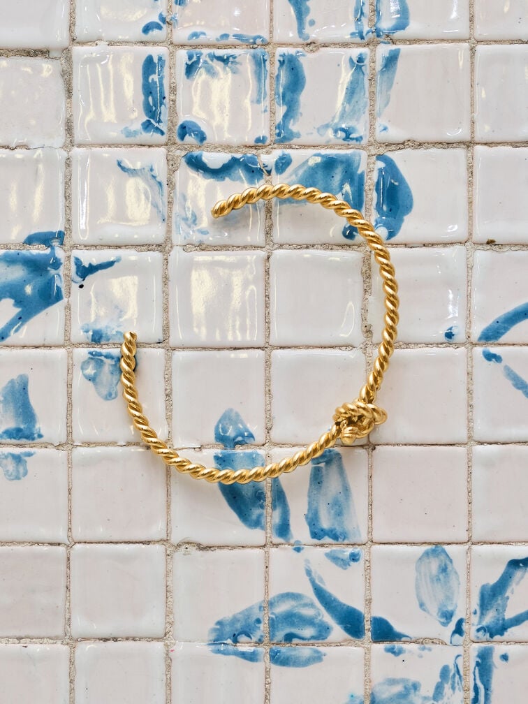 Sable Rope-Knot Cuff Bangle, Gold, hi-res