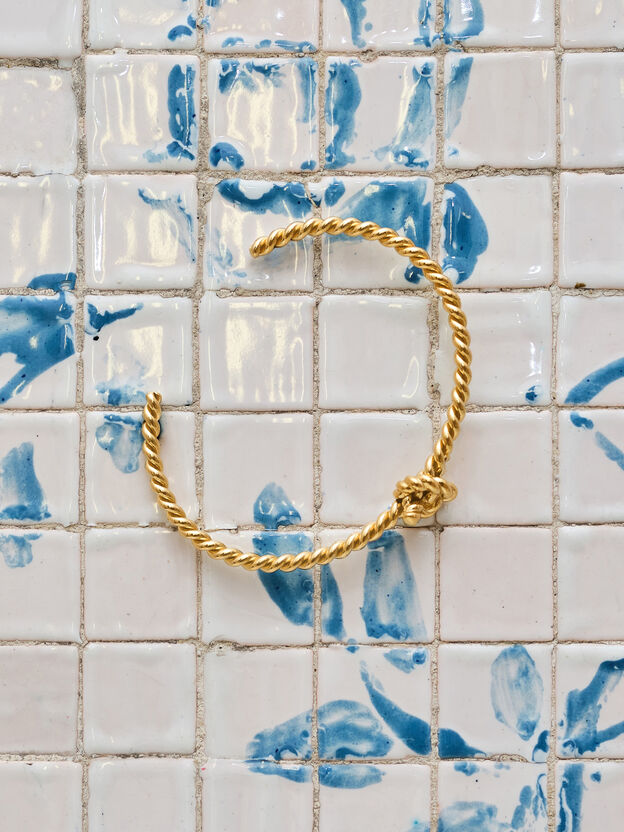 Sable Rope-Knot Cuff Bangle, Gold, hi-res
