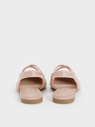 Satin Crossover Slingback Ballet Flats, Light Pink, hi-res