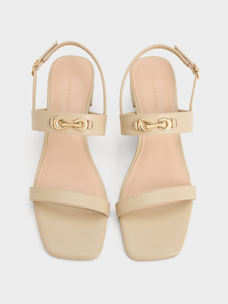 Trifina Metallic-Accent Slingback Sandals, Taupe, hi-res