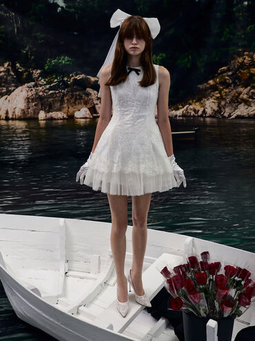 Kyra Embroidered-Mesh Stiletto Pumps, White, hi-res