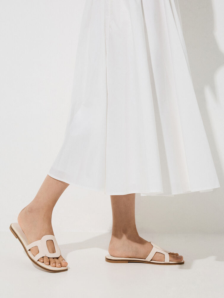 Easley Cut-Out Slide Sandals, Chalk, hi-res