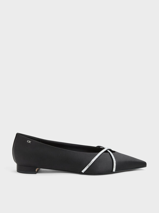Gem Crossover Ballet Flats, Black Textured, hi-res