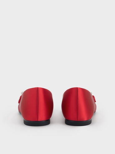 Orinda Knot-Pearl Mary Jane Flats, Red, hi-res