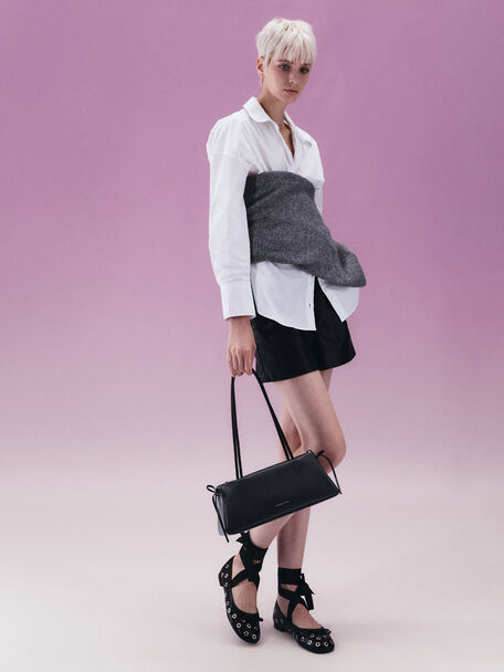 Hazel Bow Shoulder Bag, Noir, hi-res