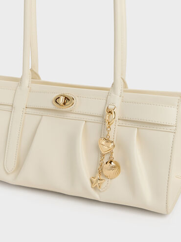 Isolde Belted Ruched Shoulder Bag, Cream, hi-res