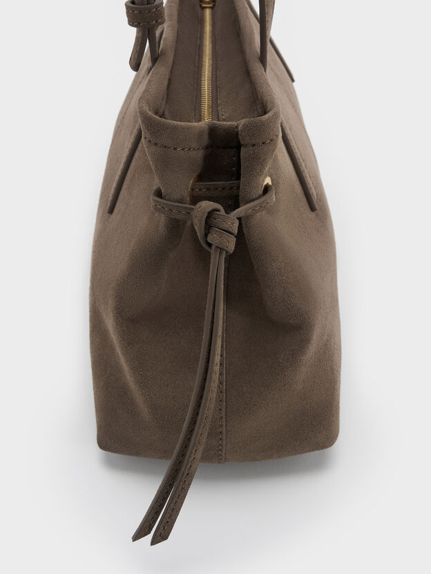 Noane Elongated-Handle Shoulder Bag, Stone Grey, hi-res