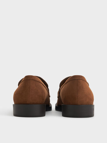 Marley Faux Suede Metallic-Accent Loafers, Cognac, hi-res