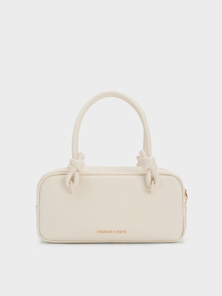 Sammie Knotted-Handle Elongated Bag, Cream, hi-res
