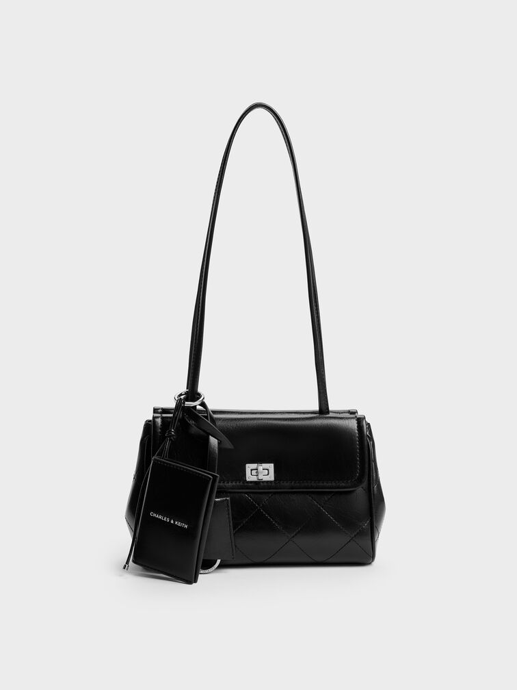 Apfra Quilted Tote Bag, Noir, hi-res
