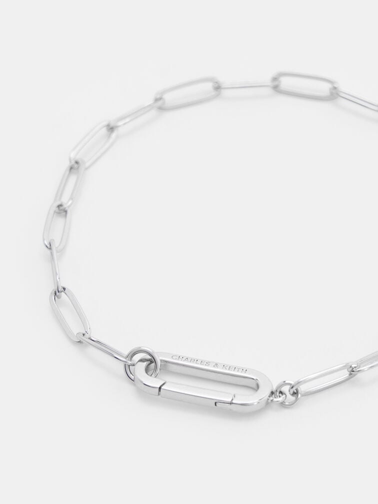 Arleth Oblong-Pendant Chain Bracelet, Silver, hi-res
