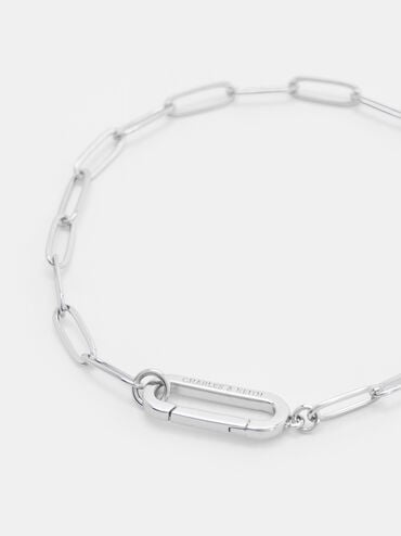 Arleth Oblong-Pendant Chain Bracelet, Silver, hi-res