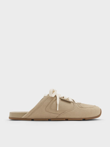 Lace-Up Slip-On Sneakers, Taupe, hi-res