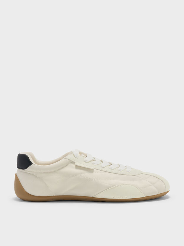 Nylon Contrast-Panel Low-Top Sneakers, Chalk, hi-res