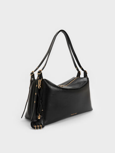 Rey Slouchy Shoulder Bag, Black, hi-res