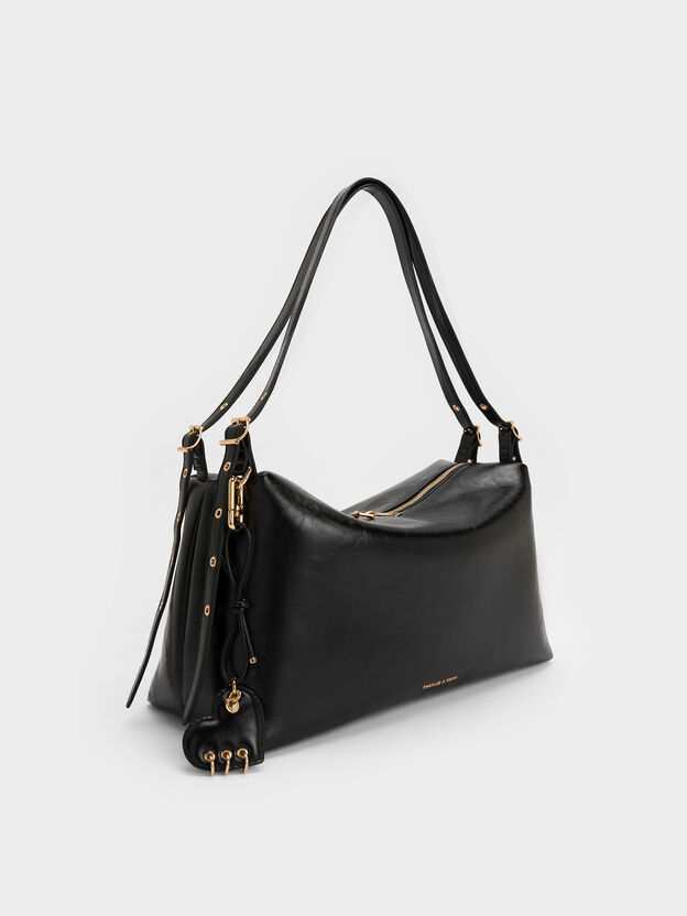 Rey Slouchy Shoulder Bag, Black, hi-res