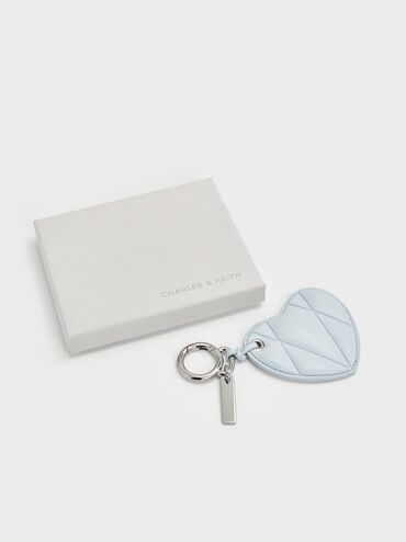 Heart Quilted Mirror Charm, Sea Salt Blue, hi-res