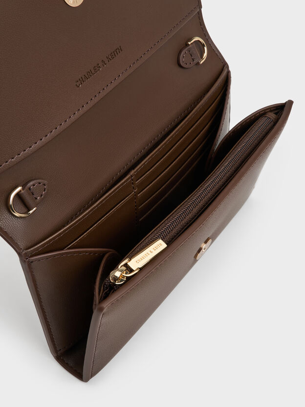 Octavia Front Flap Long Wallet, Dark Brown, hi-res