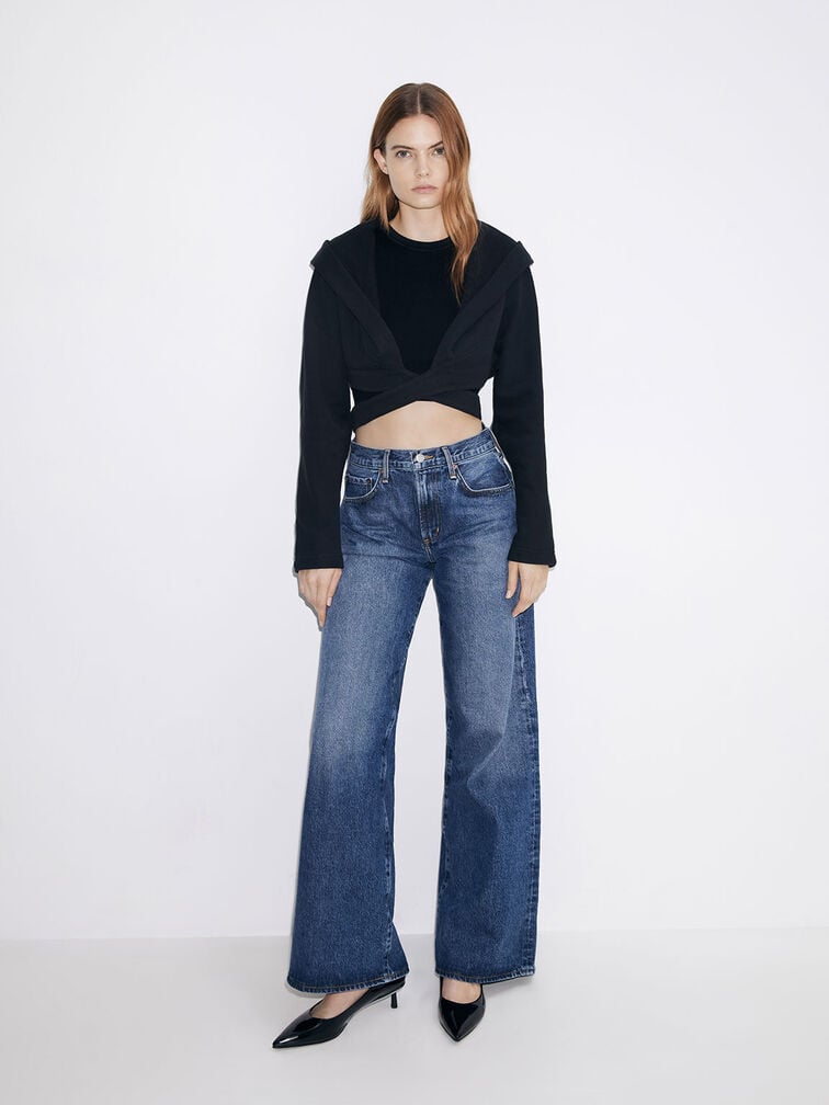 Curtis Patent Pointed-Toe Kitten Heel Pumps, Black Patent, hi-res