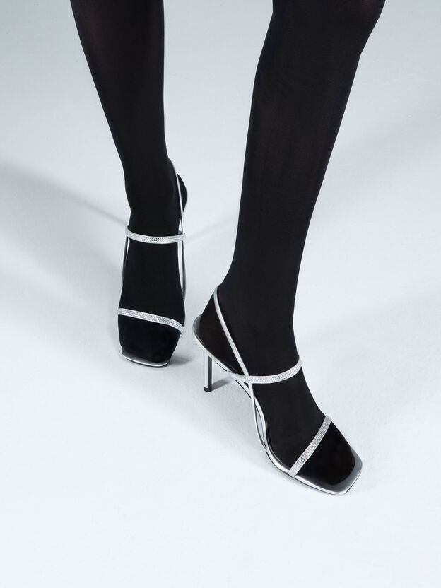 Arona Metallic Crystal Stiletto Sandals, Silver, hi-res