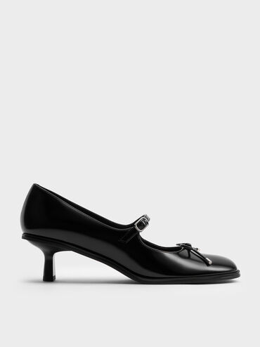 Wendy Bow Kitten-Heel Mary Jane Pumps, Black Box, hi-res