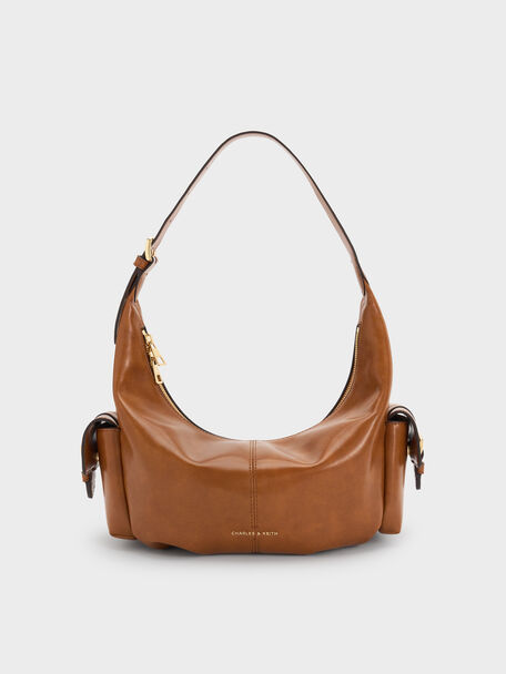 Bessie Side-Pocket Hobo Bag, Distressed Tan, hi-res