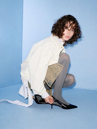 Jayce Leather Slingback Kitten Heels, Black, hi-res