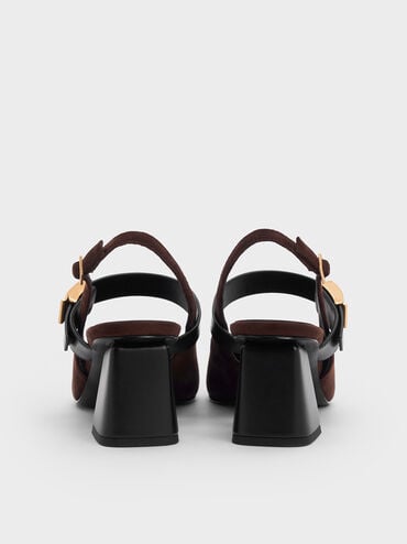 Yvette Faux Suede Mary Jane Slingback Pumps, Dark Brown, hi-res