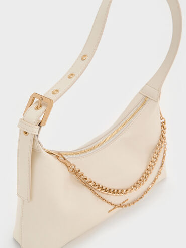 Atwood Chain-Embellished Shoulder Bag, Cream, hi-res