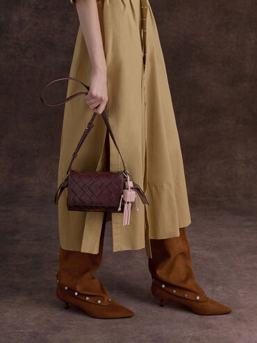 Ivette Woven Crossbody Bag, Wineberry Red, hi-res