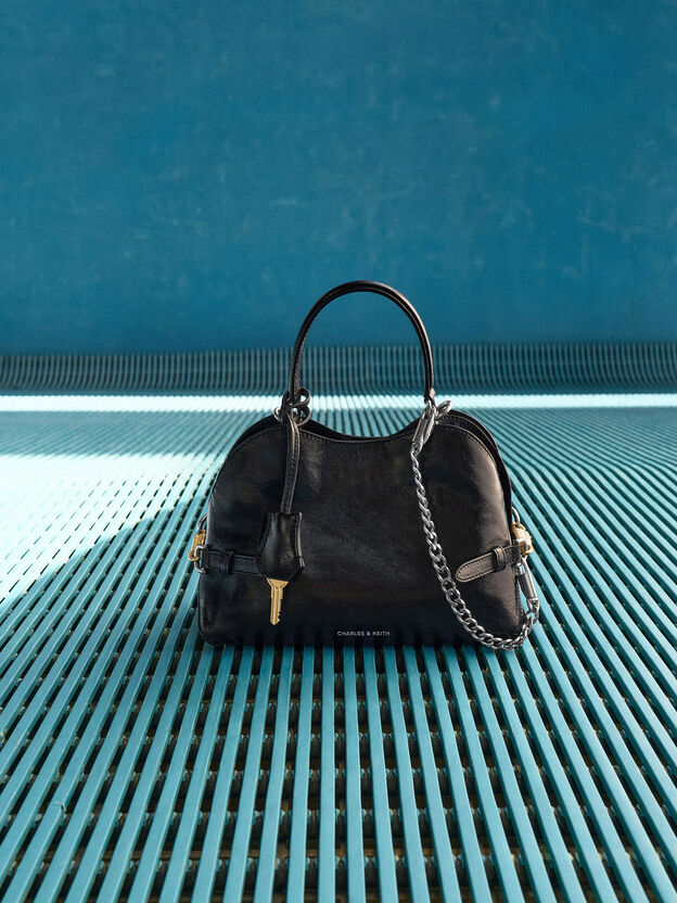 Delfina Chain Side-Belt Tote Bag, Noir, hi-res