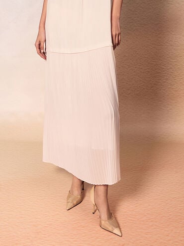 Mesh Pointed-Toe D'Orsay Pumps, Nude, hi-res