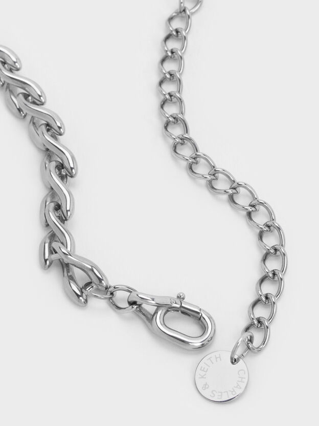 Kris Chain-Link Choker Necklace, Silver, hi-res