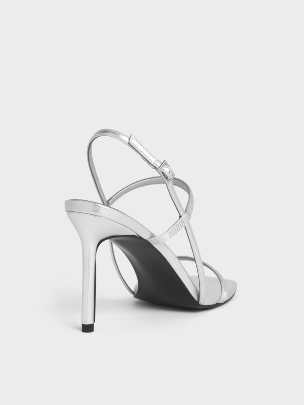 Arona Metallic Crystal Stiletto Sandals, Silver, hi-res