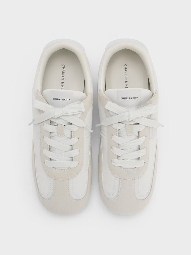 Nylon Contrast-Panel Sneakers, White, hi-res