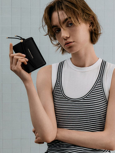 Haylen Front-Flap Small Wallet, Black, hi-res