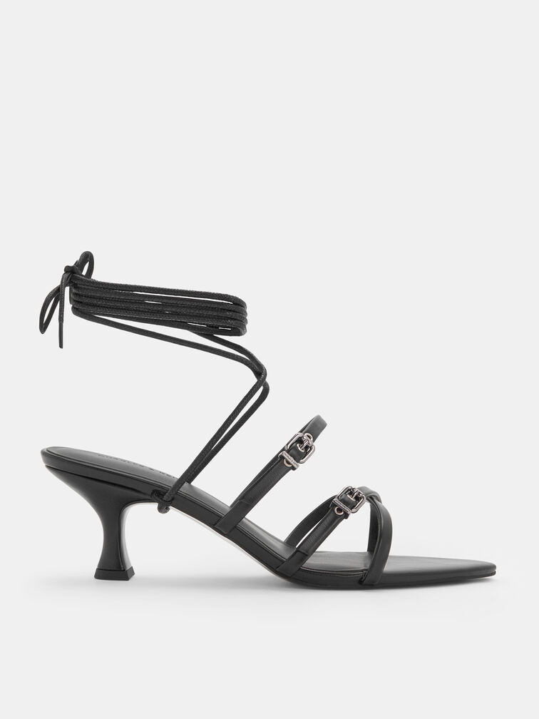 Amaliya Pointed Strappy Heeled Sandals, Black, hi-res