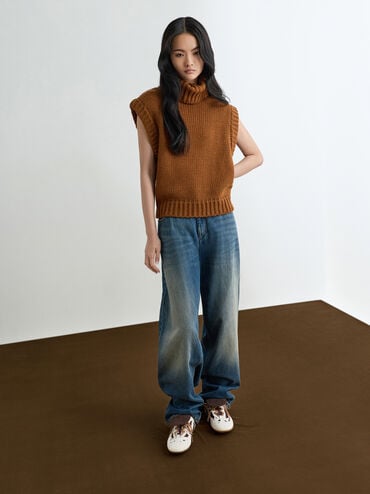 Calf Hair & Suede Cow-Print Top-Flap Sneakers, Multi, hi-res