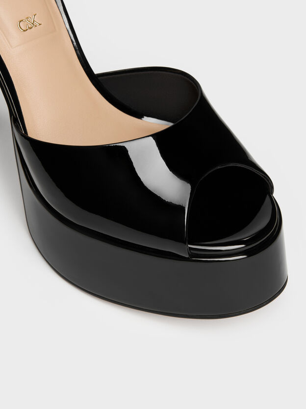 Francesca Patent Leather Peep-Toe Platform Heels, Black Patent, hi-res