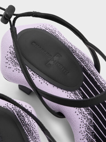 Nylon Wave-Edge Sculptural-Heel Sandals, Lilac, hi-res