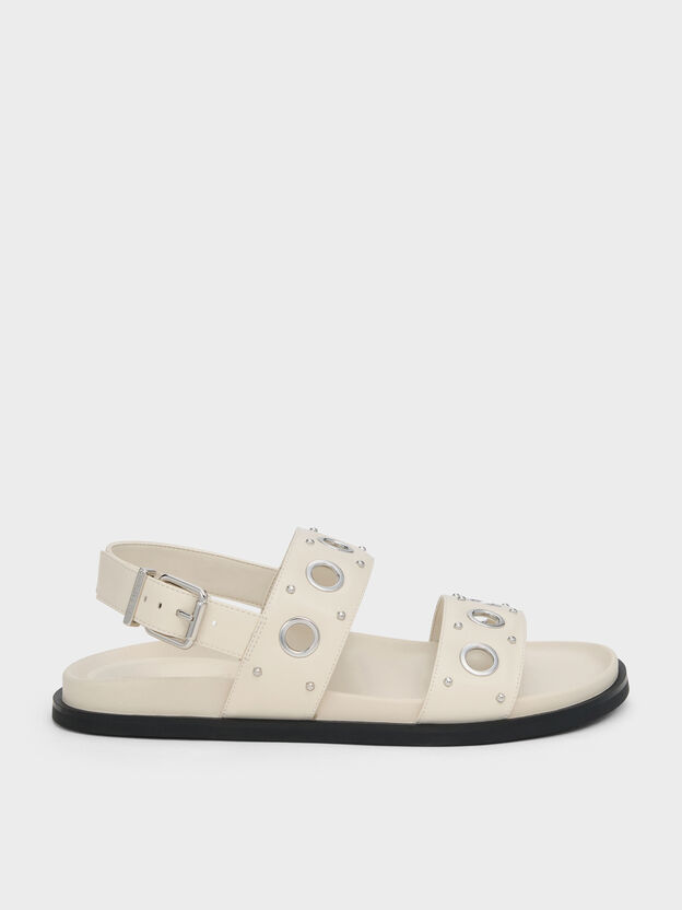 Grommet Slingback Sandals, Chalk, hi-res
