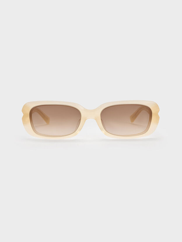 Recycled Acetate Angular Sunglasses, Butter, hi-res