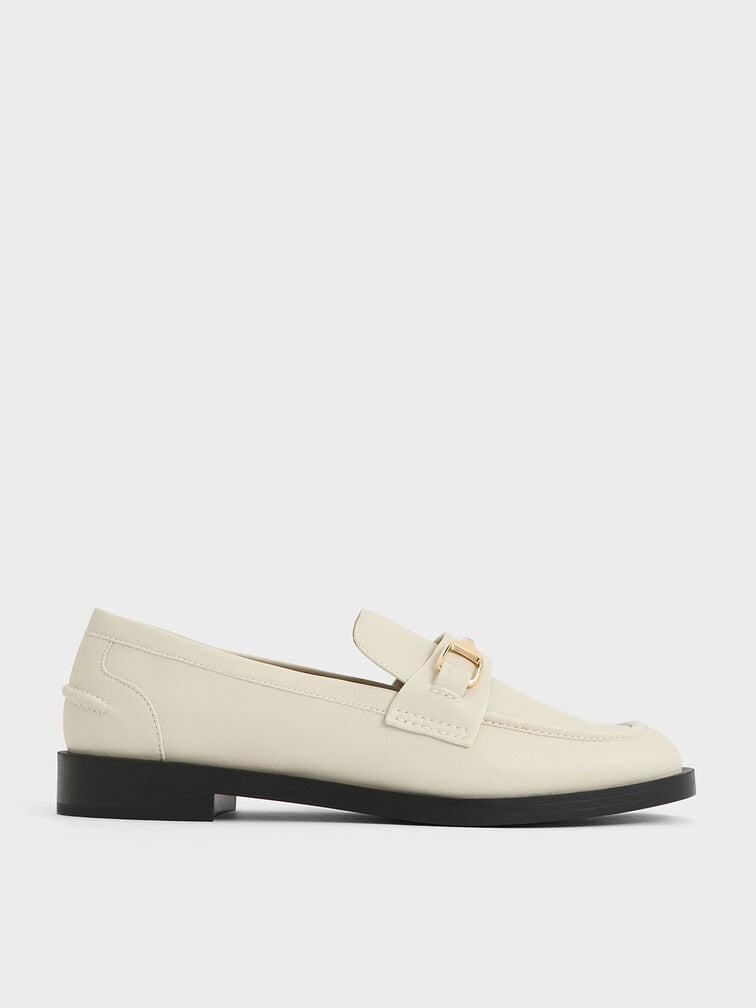 Leslie Metallic-Accent Loafers, Chalk, hi-res