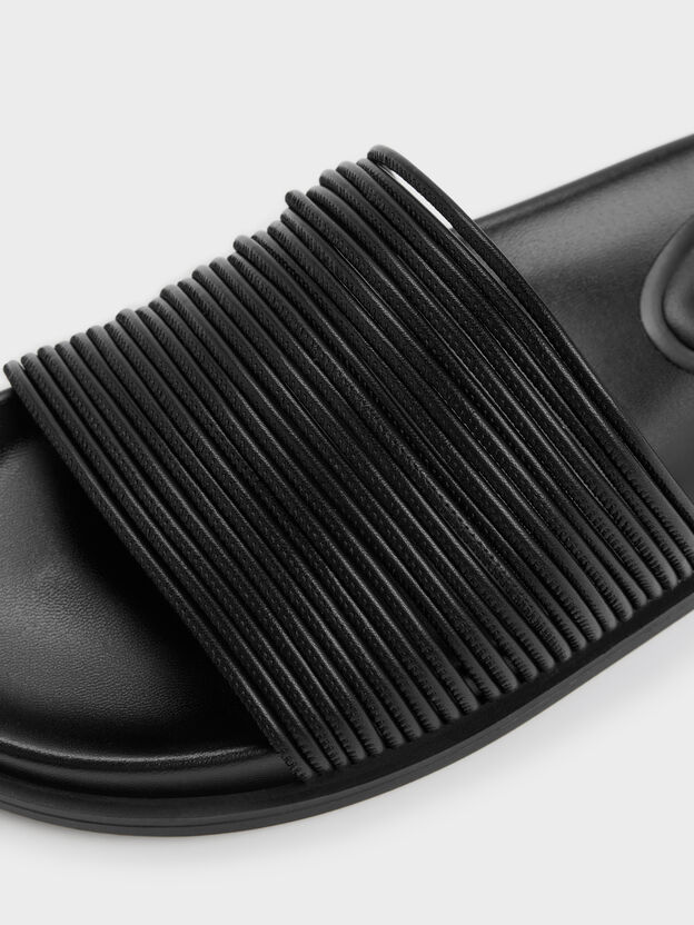 Fianna Strappy Slide Sandals, Black, hi-res