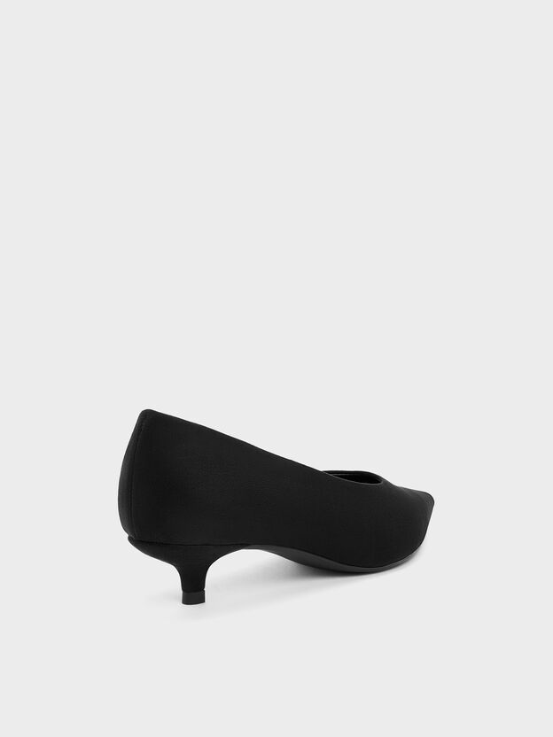 Emelia Faux Suede Kitten Heels, Black Textured, hi-res